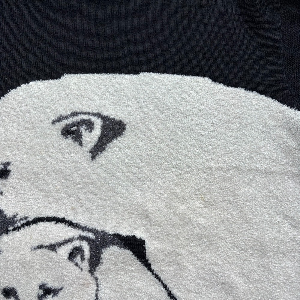 St. John Sweater Size Medium Black Mock Neck Polar Bear Graphic Knit Pullover - Picture 11 of 13